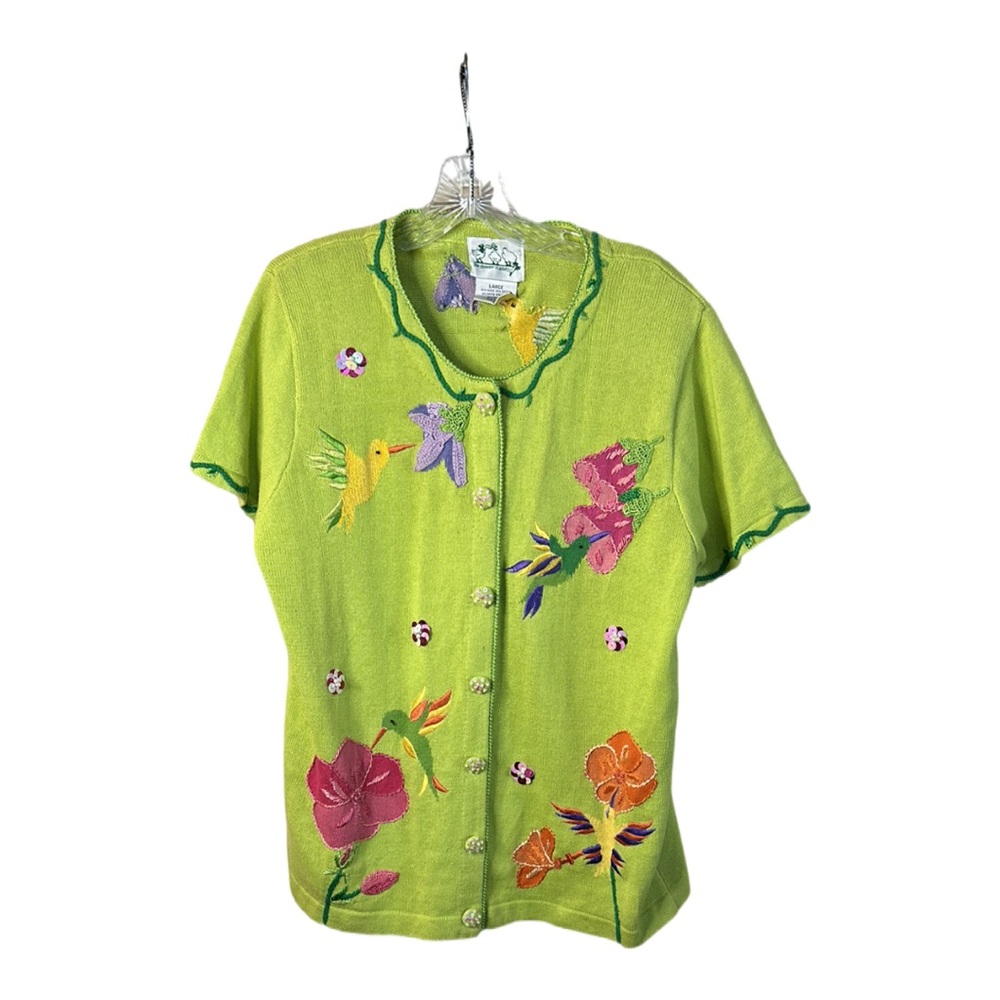 Quacker Factory Sz Large Multicolored Short Sleev… - image 1